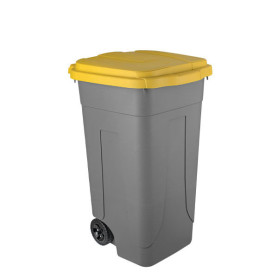 CONTENITORE MOBILE BLOOM PLASTICA 80LT 100% RICICLATO GRIGIO-GIALLO