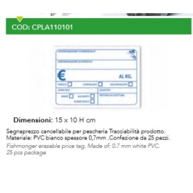SEGNAPREZZO CANCELLABILE PESCHERIA PVC FORMATO 15X10 CONF. 25 PEZZI + MARKER