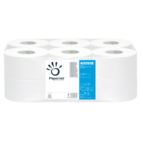 CARTA IGIENICA MINI JUMBO CONFEZIONE 12 ROTOLI DA 150 MT