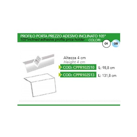 PROFILO BIANCO INCL. 105° H40 L988 