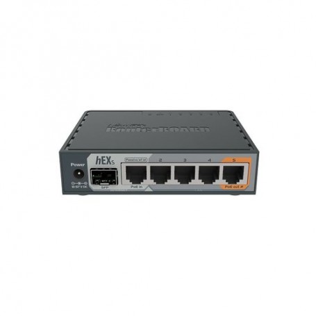 ROUTERBOARD MIKROTIK hEX S Dual Core880M Hz MHz CPU,256MB RAM,5P GigabitLAN,SFP,USB,PoE-out on port5,RouterOS L4,plastic